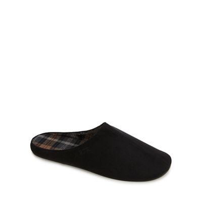 Black microsuede cotton lined slippers